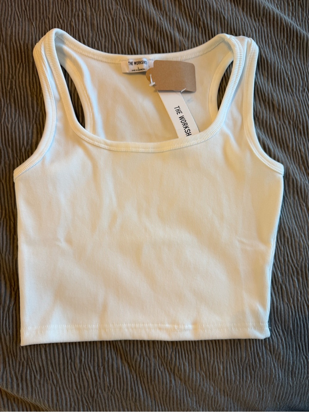 Workshop Republic Clothing White Ribbed Tank Crop